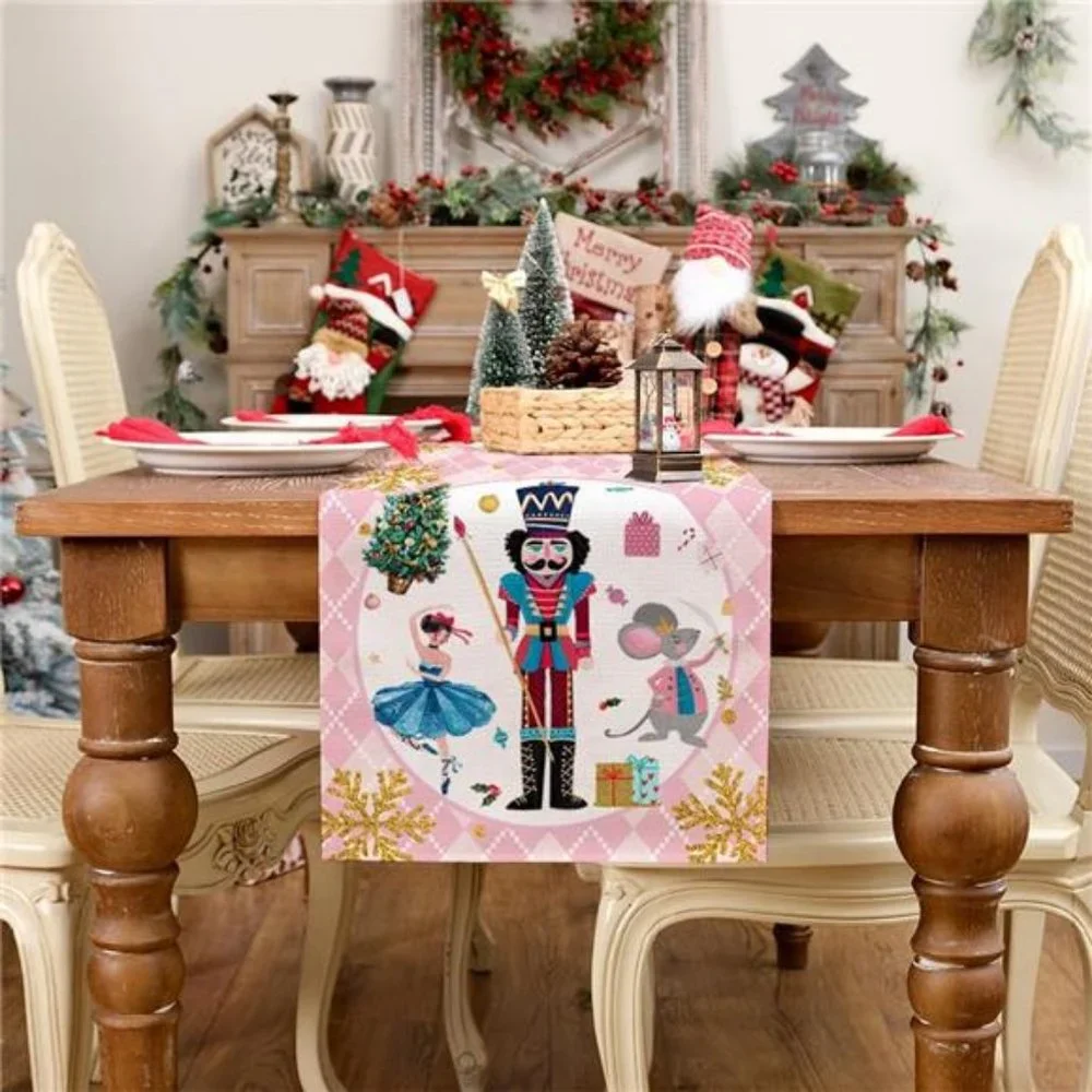 Nutcracker Table Runner Christmas Decor Holiday Decoration Decorative Cloth 72
